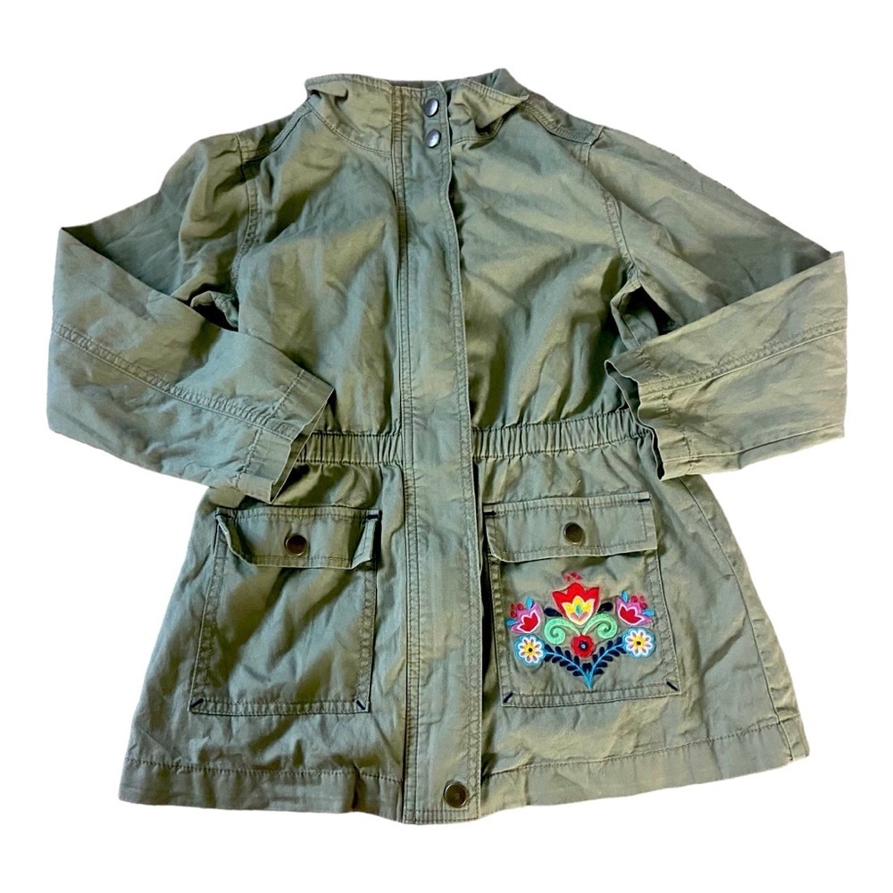 Hanna Andersson Utility Lightweight Jacket Embroidered Detail Sz 130 100% Cotton